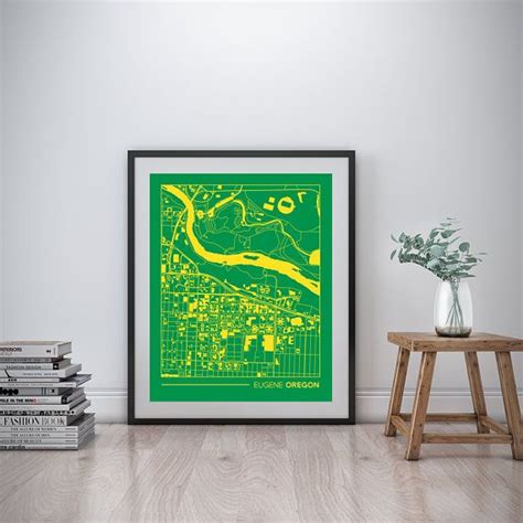 Eugene Oregon Printable Map University of Oregon Campus Map - Etsy ...