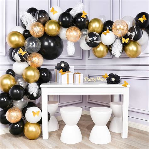 Amazon Partywoo Gold Black Balloon Arch Kit Pcs Of White