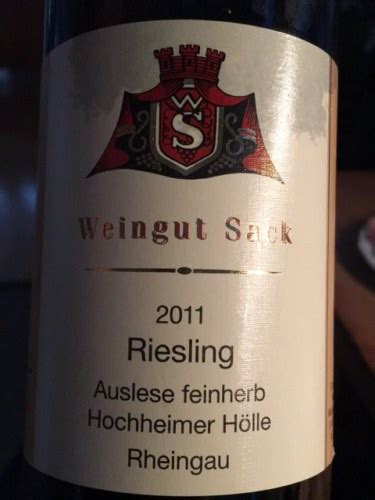 Weingut Sack Hochheimer Hölle Riesling Auslese Feinherb Vivino US