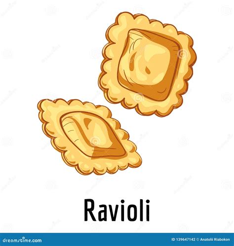 Ravioli Icon, Cartoon Style Stock Vector - Illustration of flour, menu: 139647142