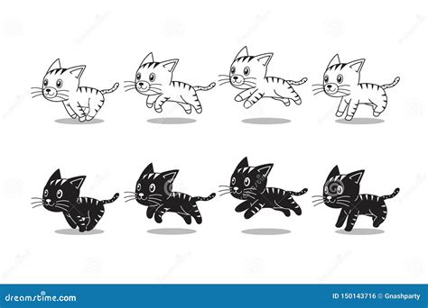 Gatos De Gato Malhado Dos Desenhos Animados Que Correm A Etapa