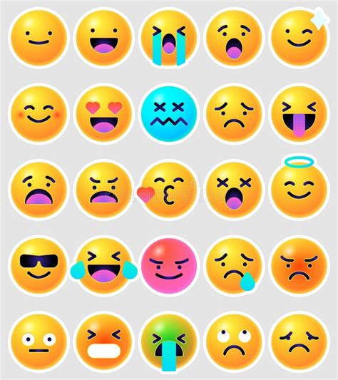 Rundemoticons Gelbe Emoji Gesichter Emoticon L Cheln Digitalen Smiley