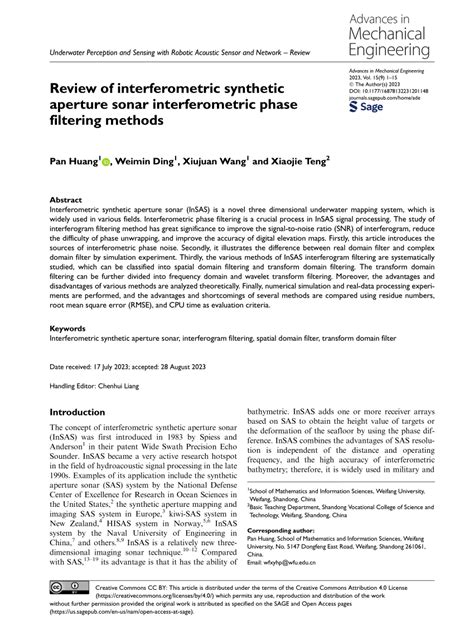 Pdf Review Of Interferometric Synthetic Aperture Sonar