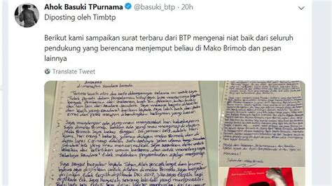 Curahan Hati Ahok Terima Kasih Dan Panggil Saya Btp News Liputan