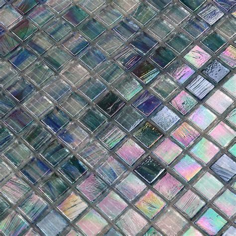 Iridescent Blue Glass Mosaic Tiles For Swimming Pools Fountain Spa