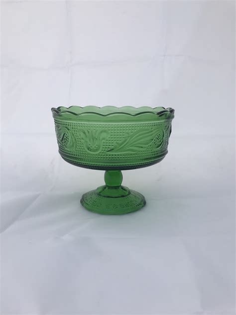 Emerald Green Glass Pedestal Bowl E O Brody M6000 Candy Dish Etsy In