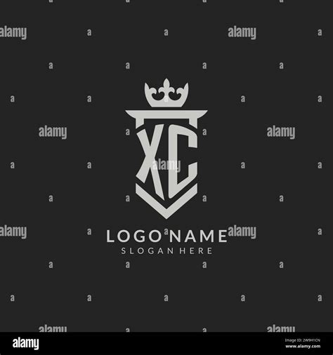 Initial XC Shield And Crown Logo Style Vector Graphic Stock Vector