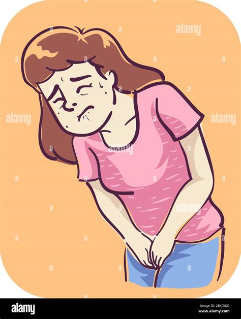 Illustration Of A Girl Suffering From Pelvic Pain Symptom Of