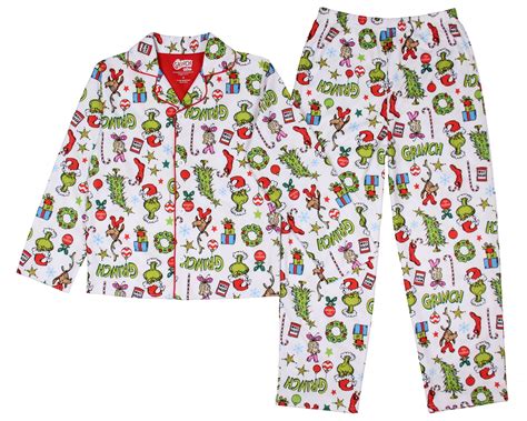 Dr. Seuss Unisex Toddlers The Grinch Christmas Notch Collar Pajama Set
