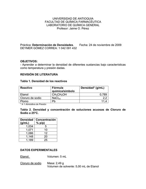 Informe de Laboratorio 4 Determinación de Densidades