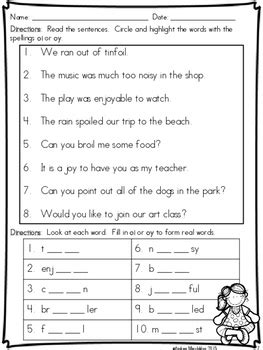 Digraph Oi Worksheets Blends Digraphs Diphthongs Mixed Practice K