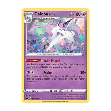 Galopa de Galar 082 202 Joyau Rare Brillante de l extension Pokémon