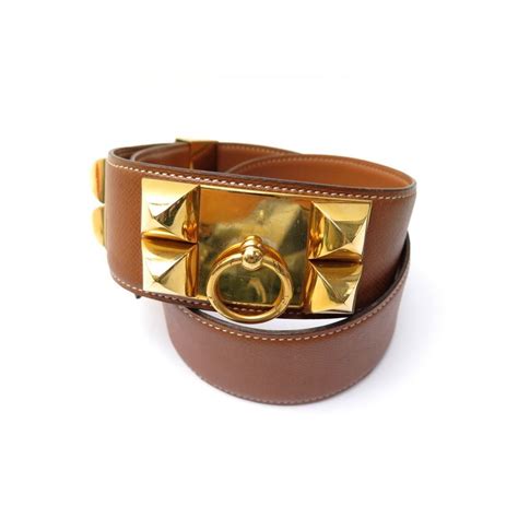 Ceinture Hermes Medor Collier De Chien 70 Cm Dore Cuir