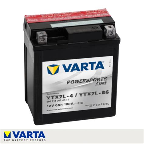 BaterÍa Varta Powersports Agm Ytx7l Bs 12v 6ah