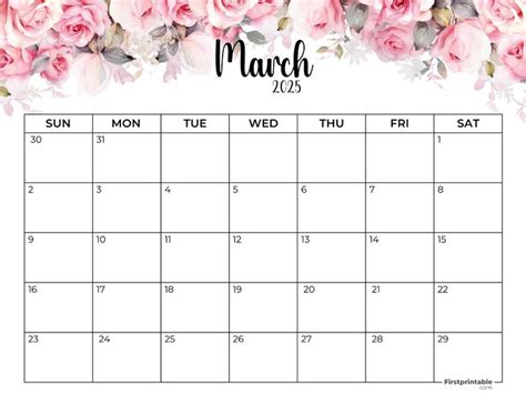 Printable March 2025 Calendar Floral Calendar 50 Templates