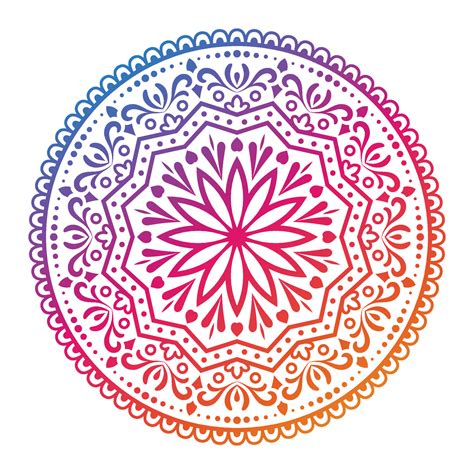 Round Gradient Color Mandala On White Isolated Background Abstract