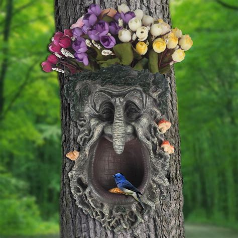 Bird Feeder Tree Faces Decor Outdoor Whimsical Old Man Tree Etsy