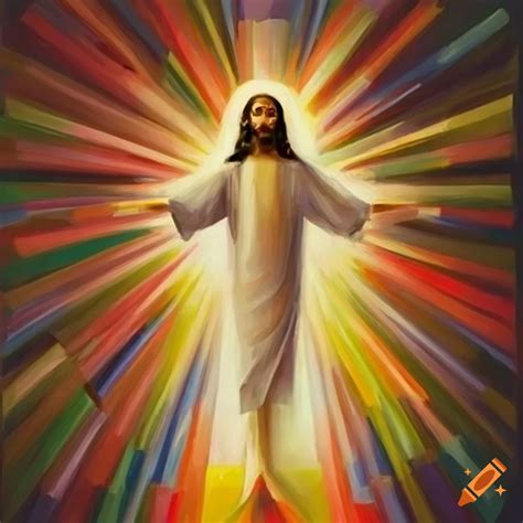 Cubist Interpretation Of The Resurrection Of Jesus With Radiant Light