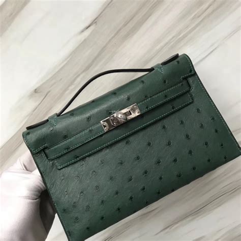 Hermes MiniKelly Pochette Z6孔雀綠 malachite Ostrich KK 南非鴕鳥皮 Qatar Kuwait