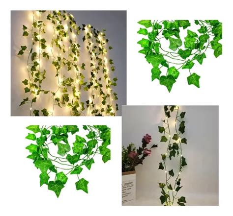 3 Cordao Hera Folha Planta Artificial Luz Led Fio Pisca Fixo MercadoLivre