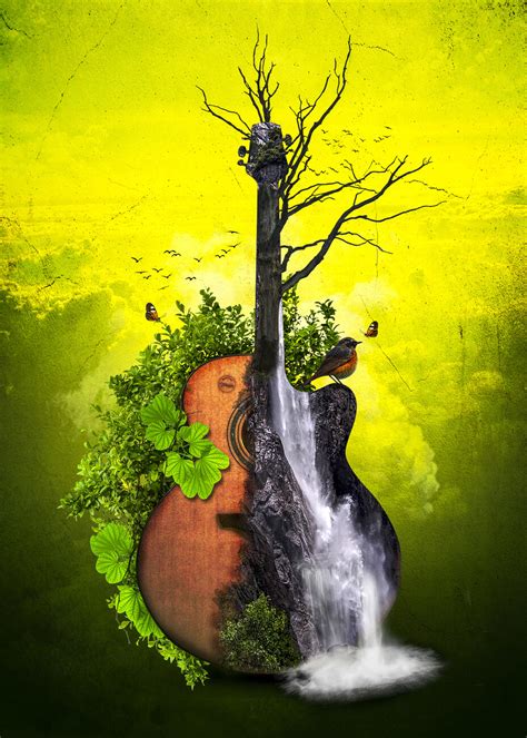 Wall Art Print Guitar - Nature Guitar Fantasy Illustration Art | Gifts ...