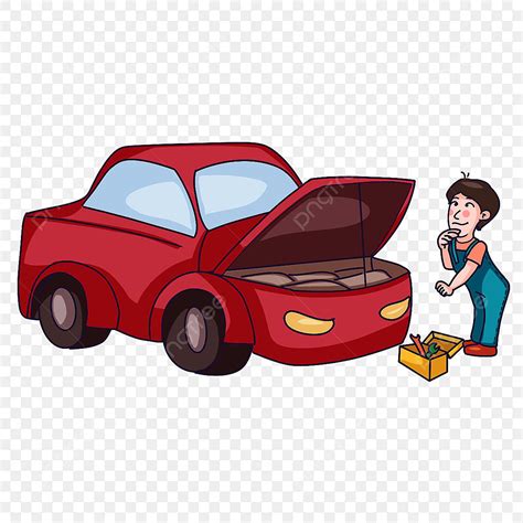 Gente De Reparación De Automóviles PNG dibujos Reparar Auto Rojo