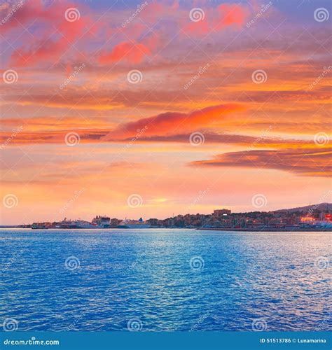 Palma De Mallorca Sunset at Port in Majorca Stock Photo - Image of ...