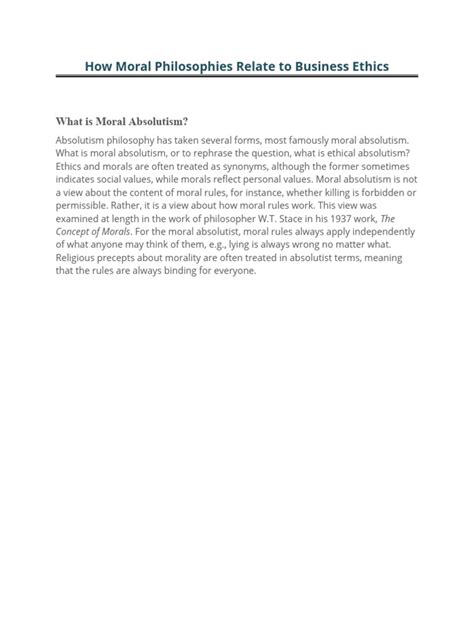 Moral Philosophies In Ethics Pdf Morality Relativism