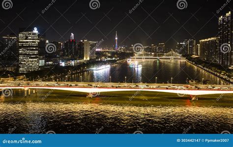 The Jiangwan Bridge Of The Pearl River Night View Stock Image Image