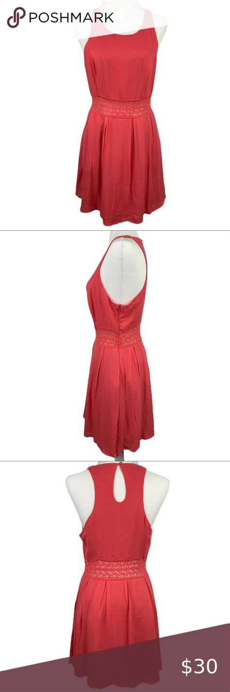 UO Kimchi Blue Fiona Lace Waist Coral Dress Size 8 Coral Dress