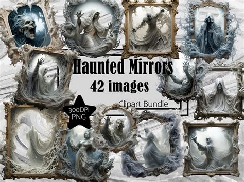 Haunted Mirror Halloween Horror Graphics Commercial License Digital ...