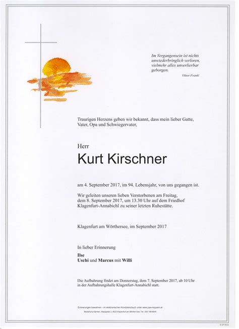 Parte für Kurt Kirschner pax requiem