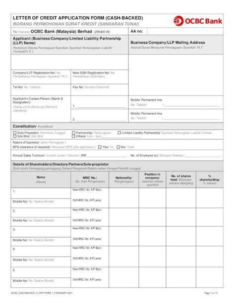 PDF BORANG PERMOHONAN SURAT KREDIT SANDARAN TUNAI BORANG