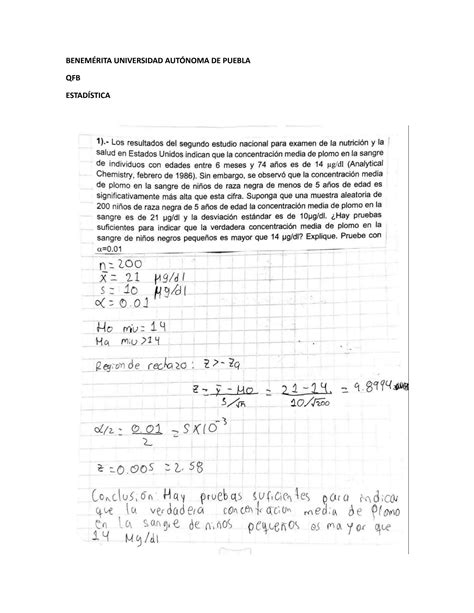 SOLUTION Problemas De Pruebas De Hip Tesis Ejercicios Estad Stica Qfb