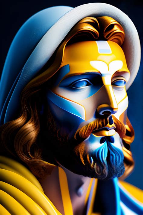 Lexica A Portrait Of Jesus Blue White And Yellow Manl Highly