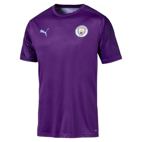 Manchester City Training T Shirt Purple Light Blue