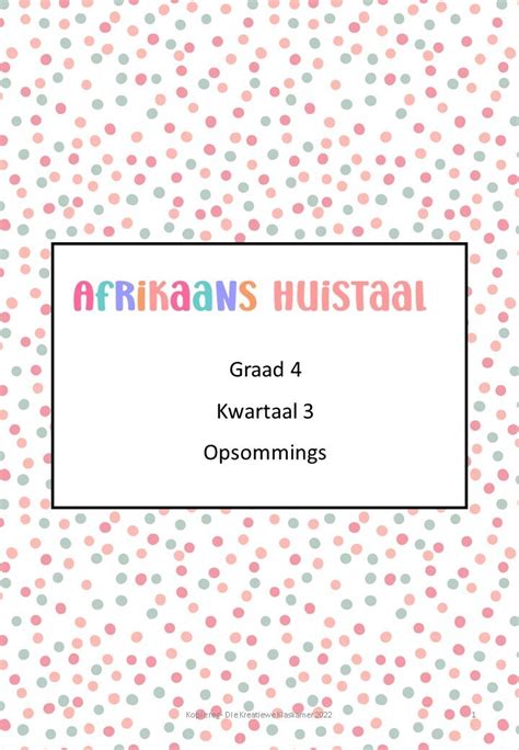 Afrikaans Huistaal Graad 4 Kwartaal 3 Handleiding