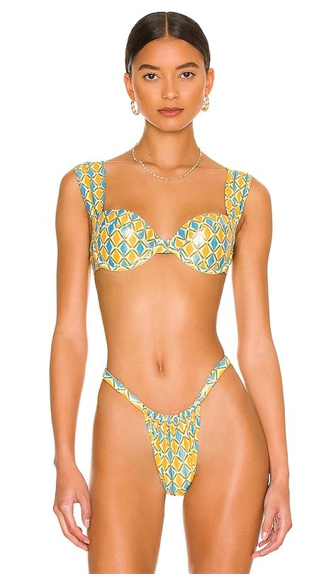 WeWoreWhat Claudia Bikini Top In Tangerine Multi REVOLVE