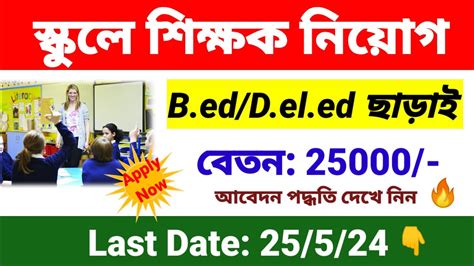 স্কুলে শিক্ষক নিয়োগ শুরু School Teacher Recruitment 2024 Wb New