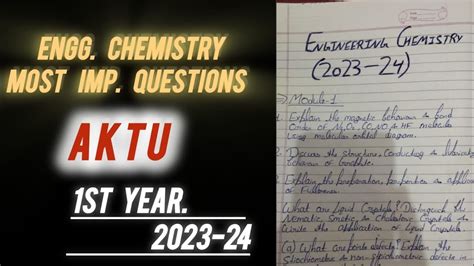 Back Clear Most Important Questions Engg Chemistry Aktu