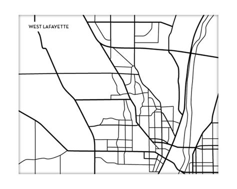 West Lafayette Indiana City Map Art Print Purdue University Etsy