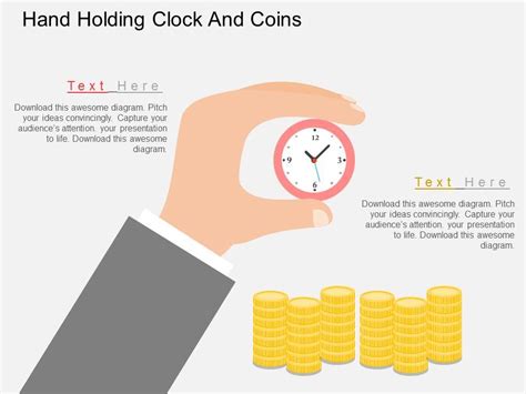 Hand Holding Clock And Coins Powerpoint Template