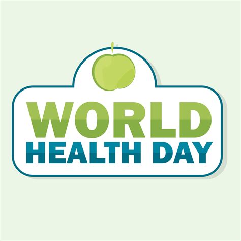 World Health Day Card Vector Illustration With Green Apple And Text