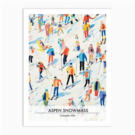 Aspen Snowmass Colorado Usa Ski Resort Poster Illustration 7 Art Print