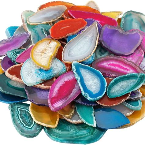 Mix Color Polished Small Agate Slices Geode Agate Slab Making Jewellery