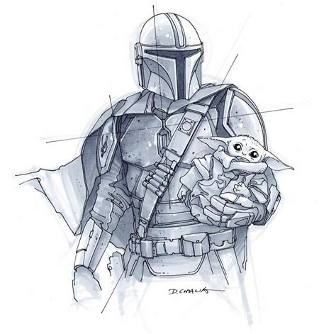 Mandalorian Sketch By Doug Chiang Starwars