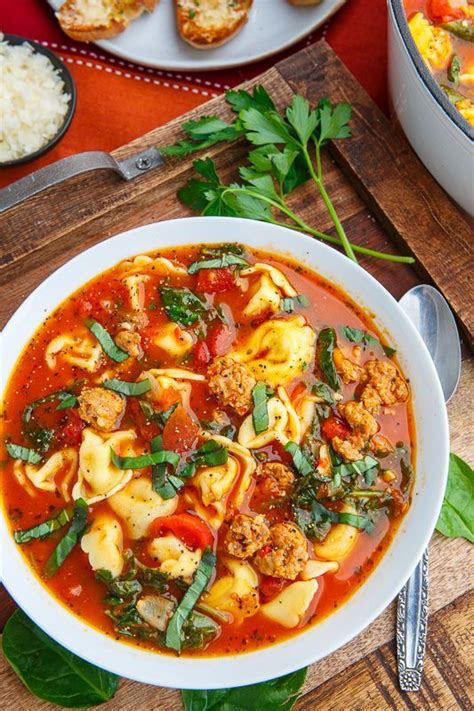 Tortellini Soup With Italian Sausage And Spinach Spinach Soup Spinach Recipes Soup Recipes