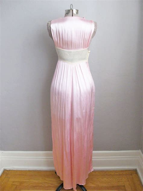 1930s Nightgown Pink Satin Lace 30s Vintage Lingerie Small XS Etsy