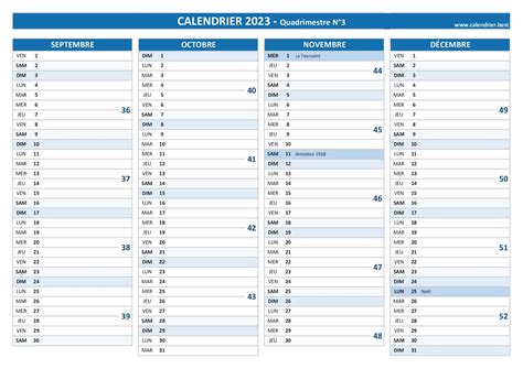 Calendrier Pour Le Me Quadrimestre Mois De Septembre Octobre