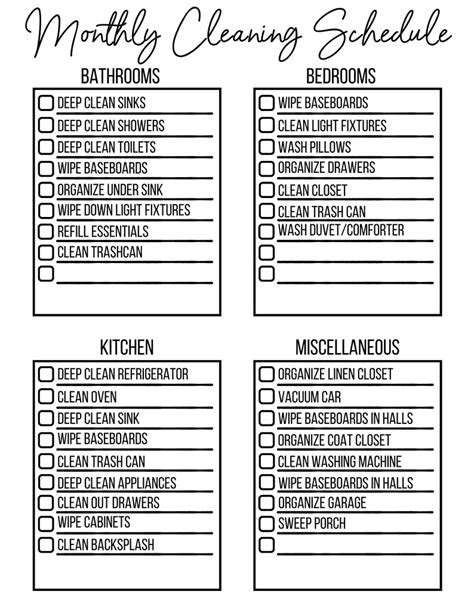 Editable Weekly Cleaning Checklist Minimalist Cleaning Etsy